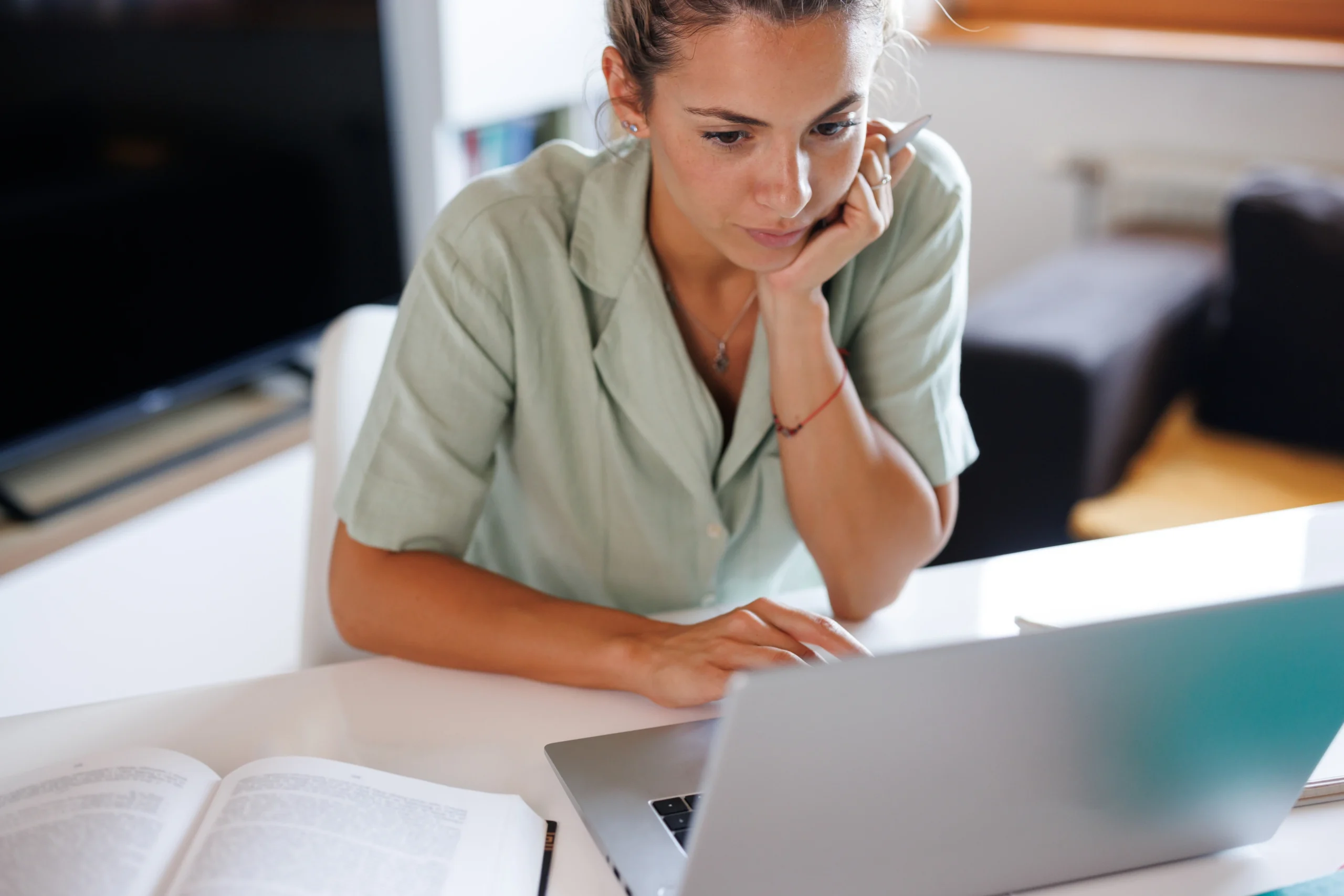 Woman working on laptop